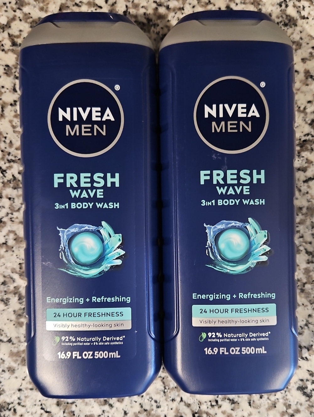 2x Nivea Men Fresh Wave 3-in-1 Body Wash Blue 16.9oz